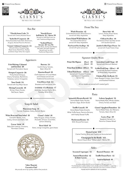 gianni's at the former versace mansion menu|versace restaurant menu.